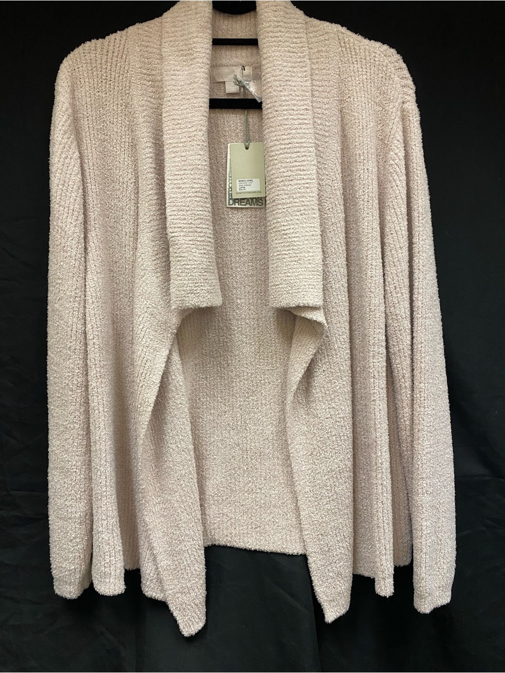 NWT. Barefoot Dreams Cozychic Open-Front Shawl Collar Sweater. Light Blush Color